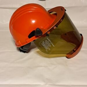 Orange Hard Hat with Face Shield